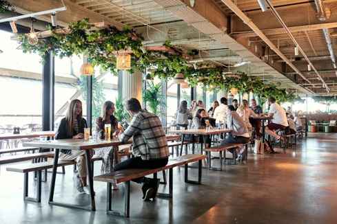 Pergola's new restaurant in Crossrail Place Roof Gardens designed with gardens and waterside in mind