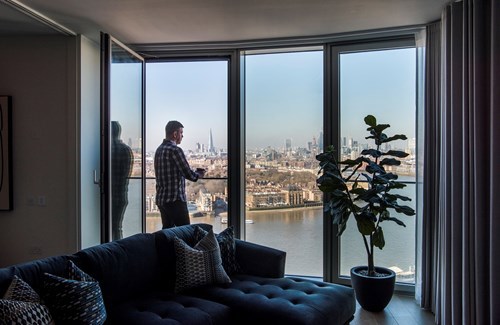 Ed's view from his apartment at Newfoundland out onto the River Thames towards the City of London