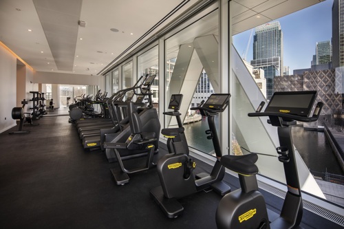 Newfoundland gym looks out into Canary Wharf boasting state of the art Technogym equipment